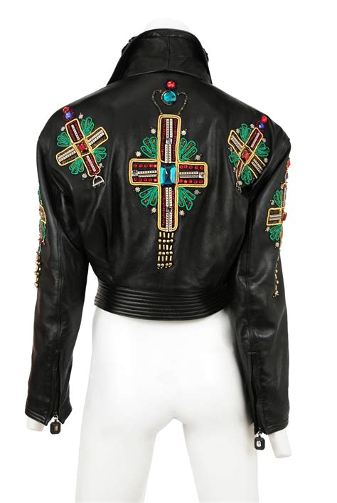 black and gold versace leather jacket|gianni Versace vice style jacket.